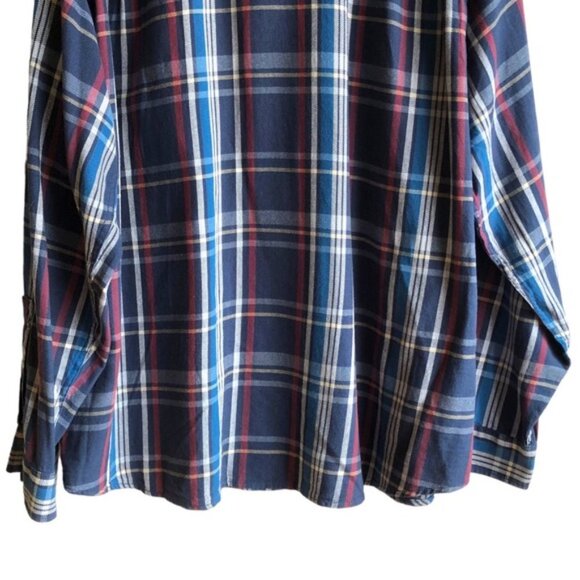 Eddie Bauer Men’s Button Up Plaid Shirt XXL Deep Indigo Long Sleeve NWT … - Picture 9 of 12